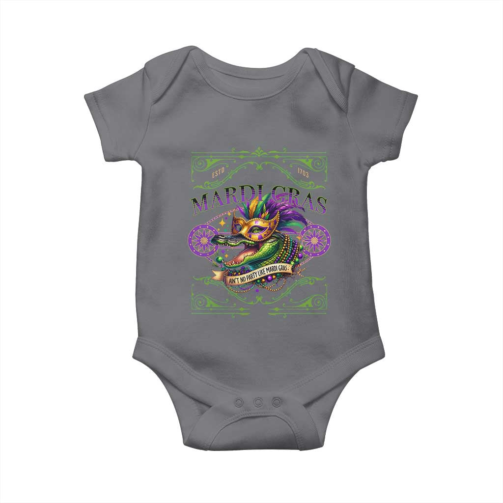 Mardi Gras Crocodile Baby Onesie Mardigator Alligator Costume Carnival Ain't No Party Like Mardi Gras