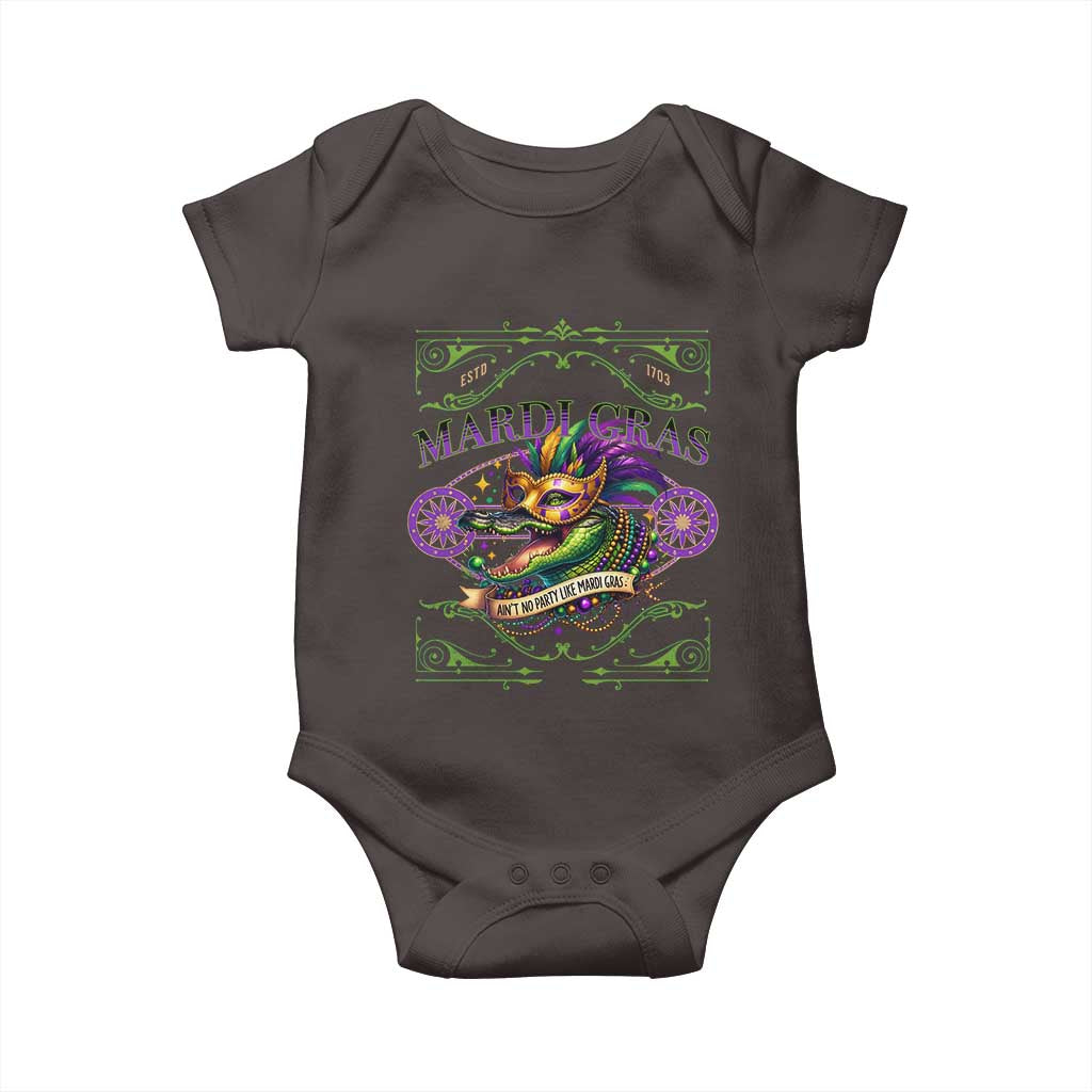 Mardi Gras Crocodile Baby Onesie Mardigator Alligator Costume Carnival Ain't No Party Like Mardi Gras