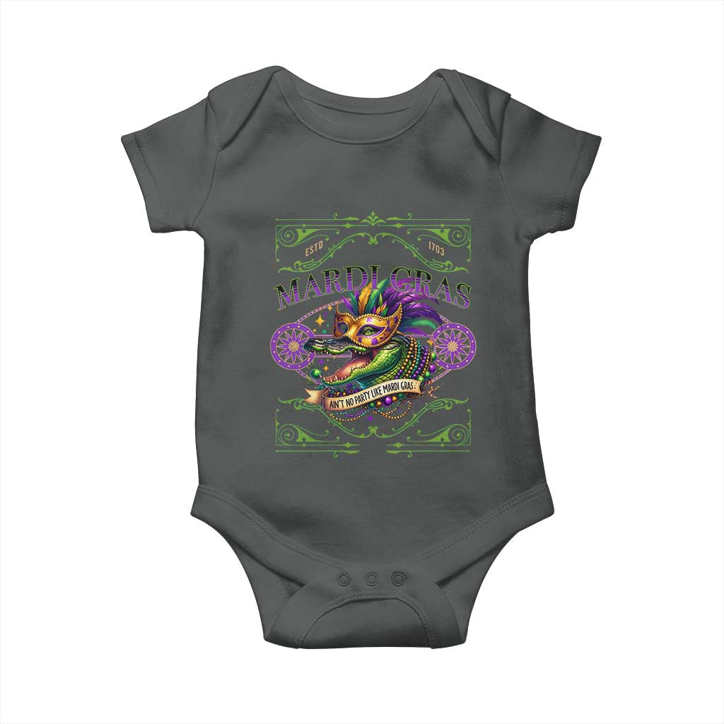 Mardi Gras Crocodile Baby Onesie Mardigator Alligator Costume Carnival Ain't No Party Like Mardi Gras