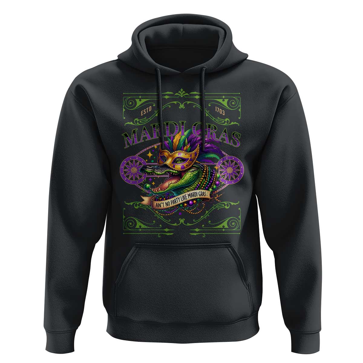 Mardi Gras Crocodile Hoodie Mardigator Alligator Costume Carnival Ain't No Party Like Mardi Gras