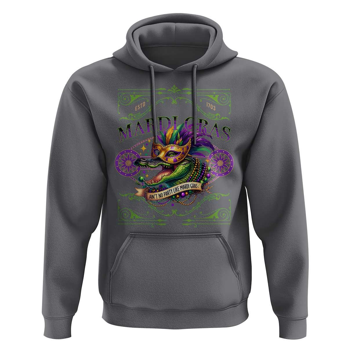 Mardi Gras Crocodile Hoodie Mardigator Alligator Costume Carnival Ain't No Party Like Mardi Gras