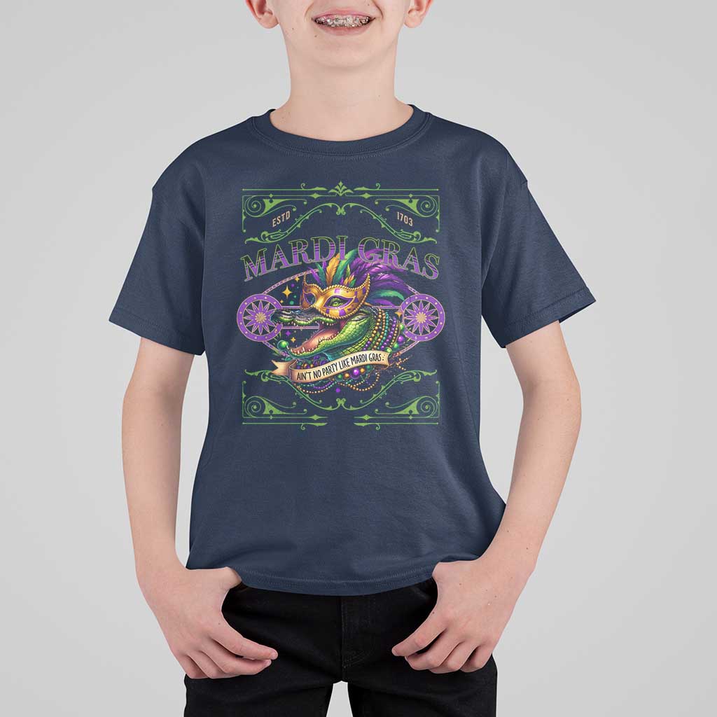 Mardi Gras Crocodile T Shirt For Kid Mardigator Alligator Costume Carnival Ain't No Party Like Mardi Gras
