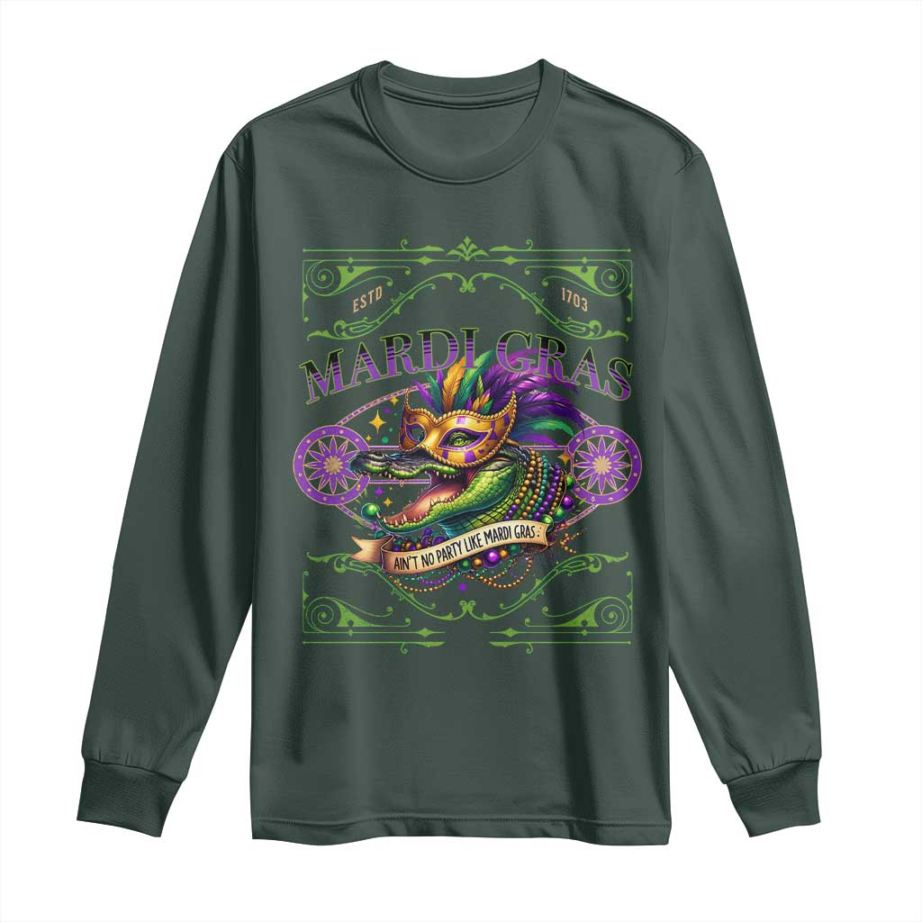 Mardi Gras Crocodile Long Sleeve Shirt Mardigator Alligator Costume Carnival Ain't No Party Like Mardi Gras