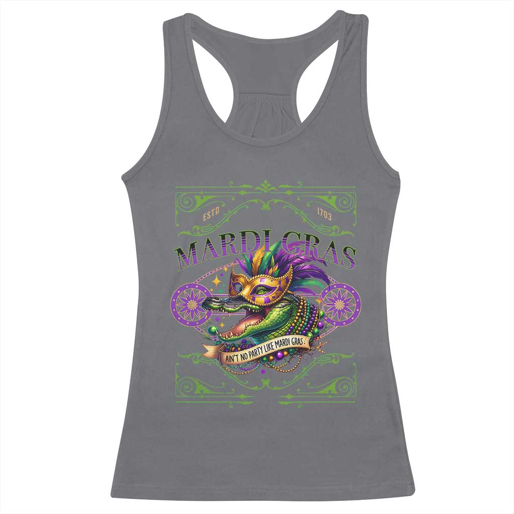 Mardi Gras Crocodile Racerback Tank Top Mardigator Alligator Costume Carnival Ain't No Party Like Mardi Gras