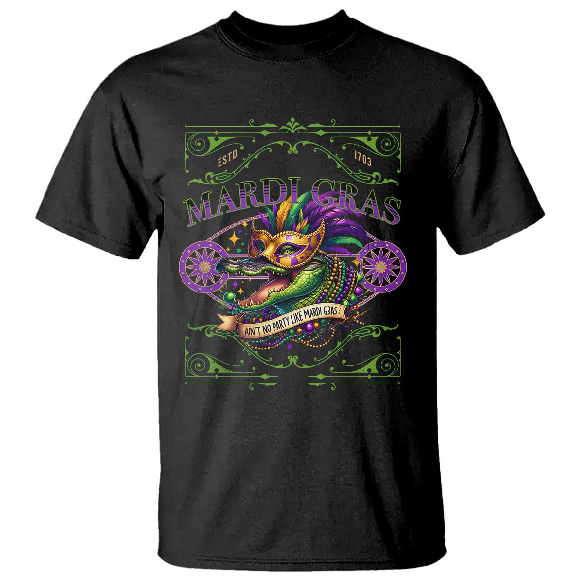 Mardi Gras Crocodile T Shirt Mardigator Alligator Costume Carnival Ain't No Party Like Mardi Gras