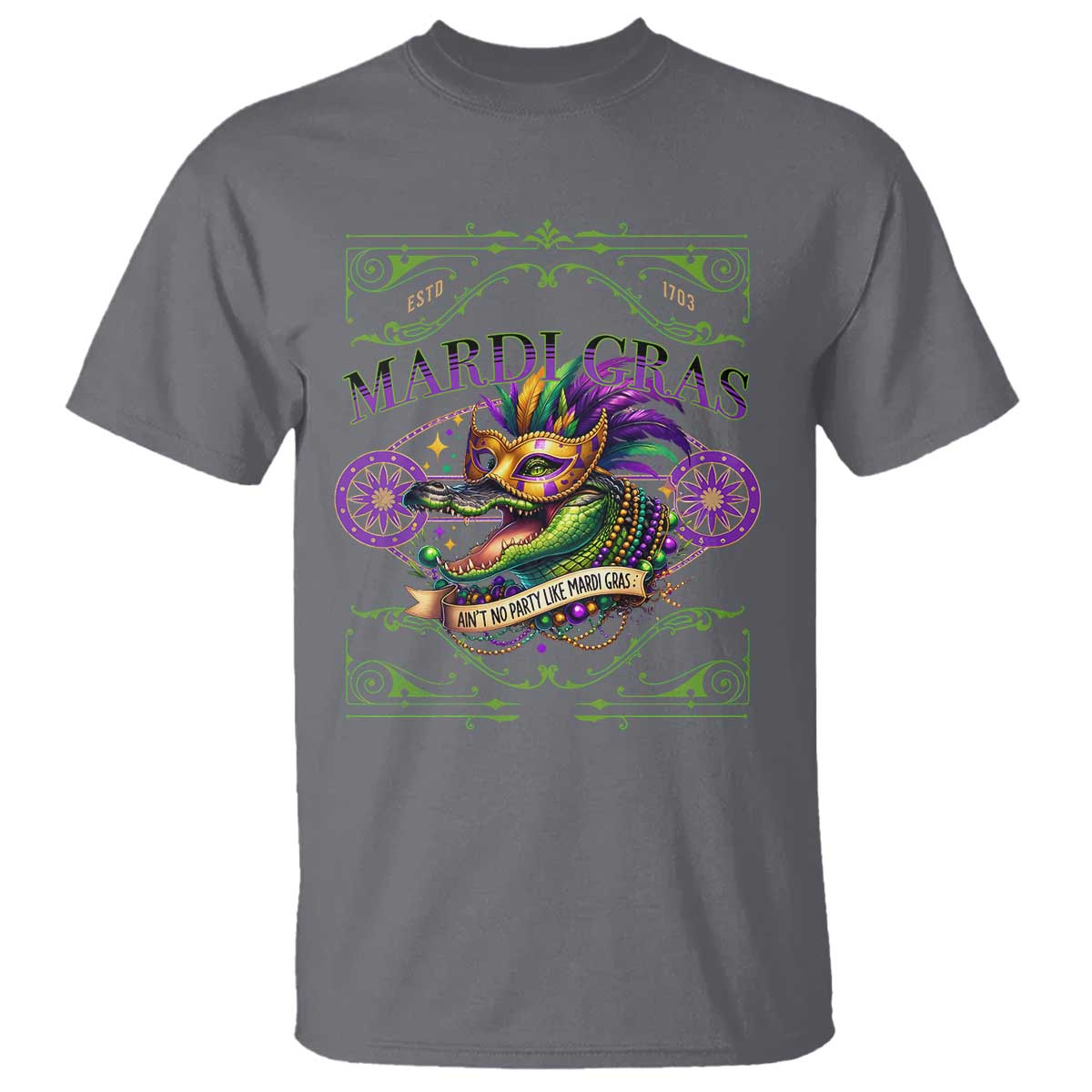 Mardi Gras Crocodile T Shirt Mardigator Alligator Costume Carnival Ain't No Party Like Mardi Gras
