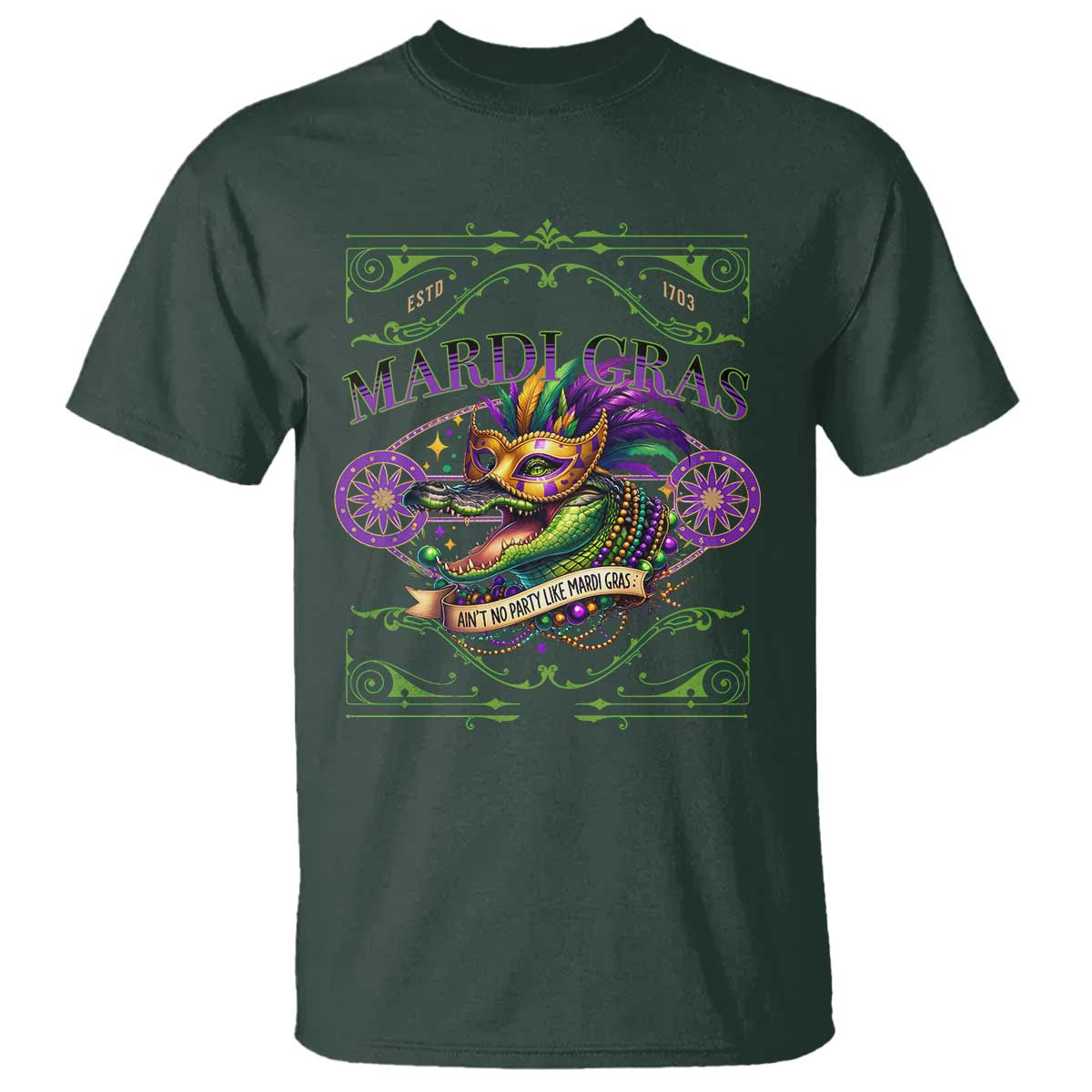 Mardi Gras Crocodile T Shirt Mardigator Alligator Costume Carnival Ain't No Party Like Mardi Gras