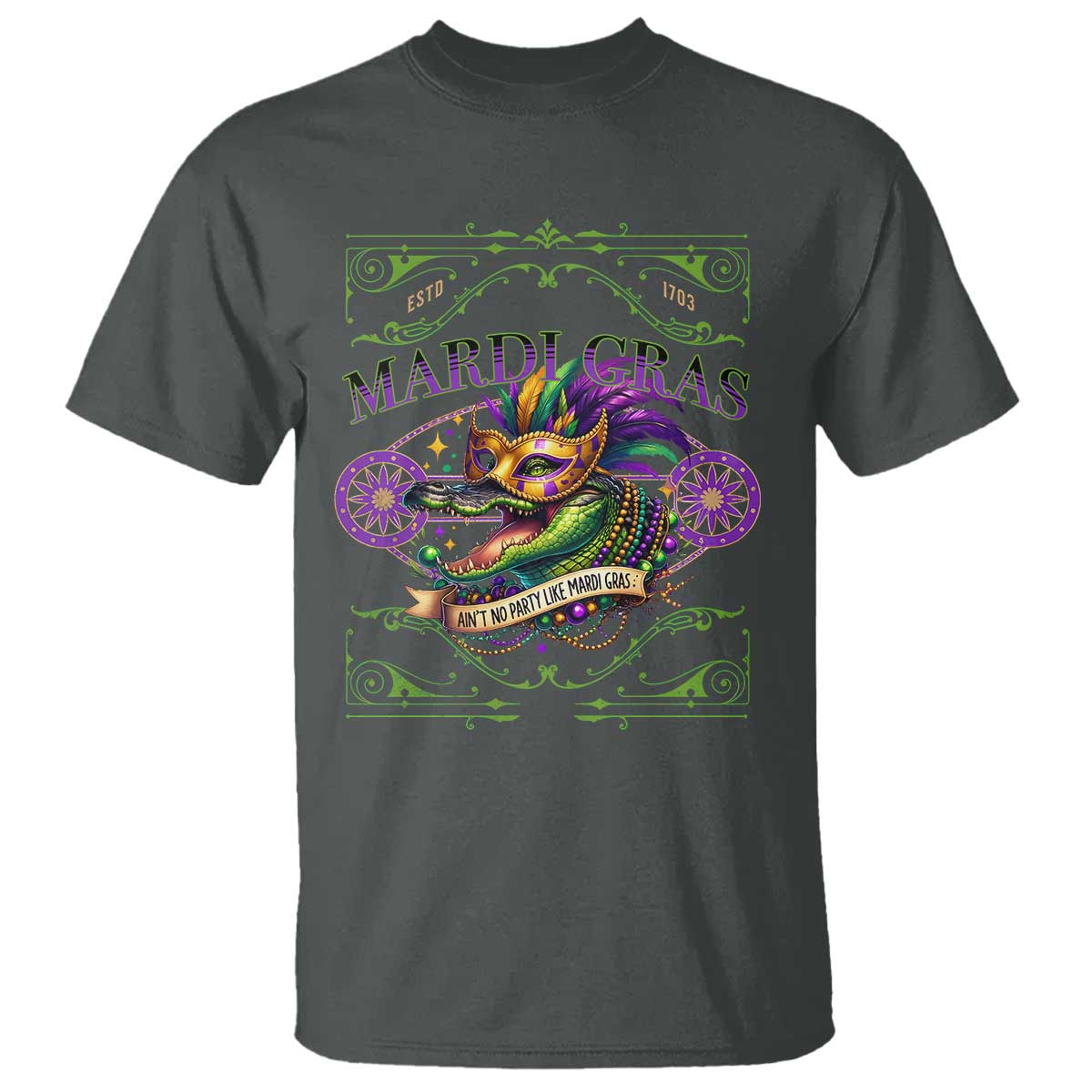 Mardi Gras Crocodile T Shirt Mardigator Alligator Costume Carnival Ain't No Party Like Mardi Gras