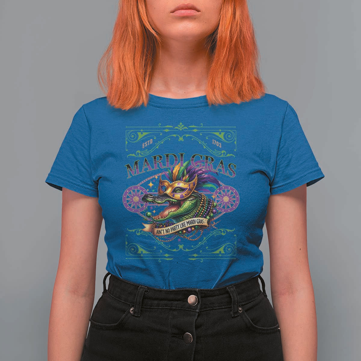 Mardi Gras Crocodile T Shirt For Women Mardigator Alligator Costume Carnival Ain't No Party Like Mardi Gras