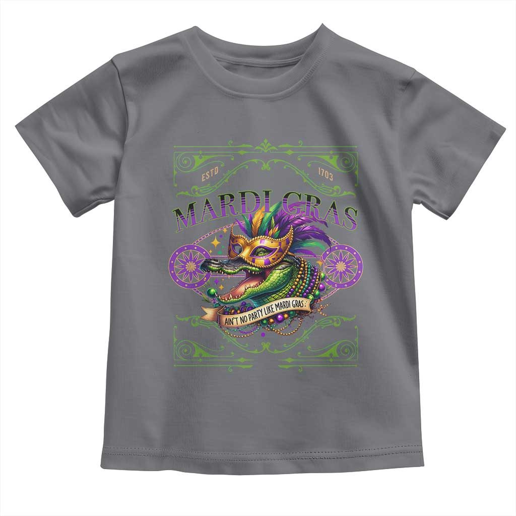 Mardi Gras Crocodile Toddler T Shirt Mardigator Alligator Costume Carnival Ain't No Party Like Mardi Gras