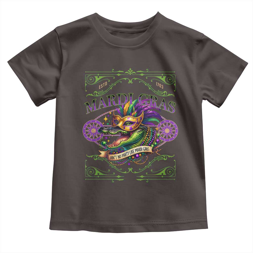 Mardi Gras Crocodile Toddler T Shirt Mardigator Alligator Costume Carnival Ain't No Party Like Mardi Gras