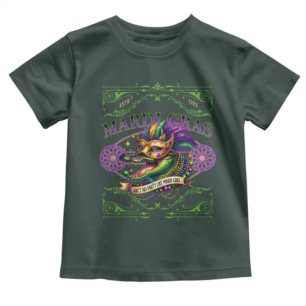 Mardi Gras Crocodile Toddler T Shirt Mardigator Alligator Costume Carnival Ain't No Party Like Mardi Gras