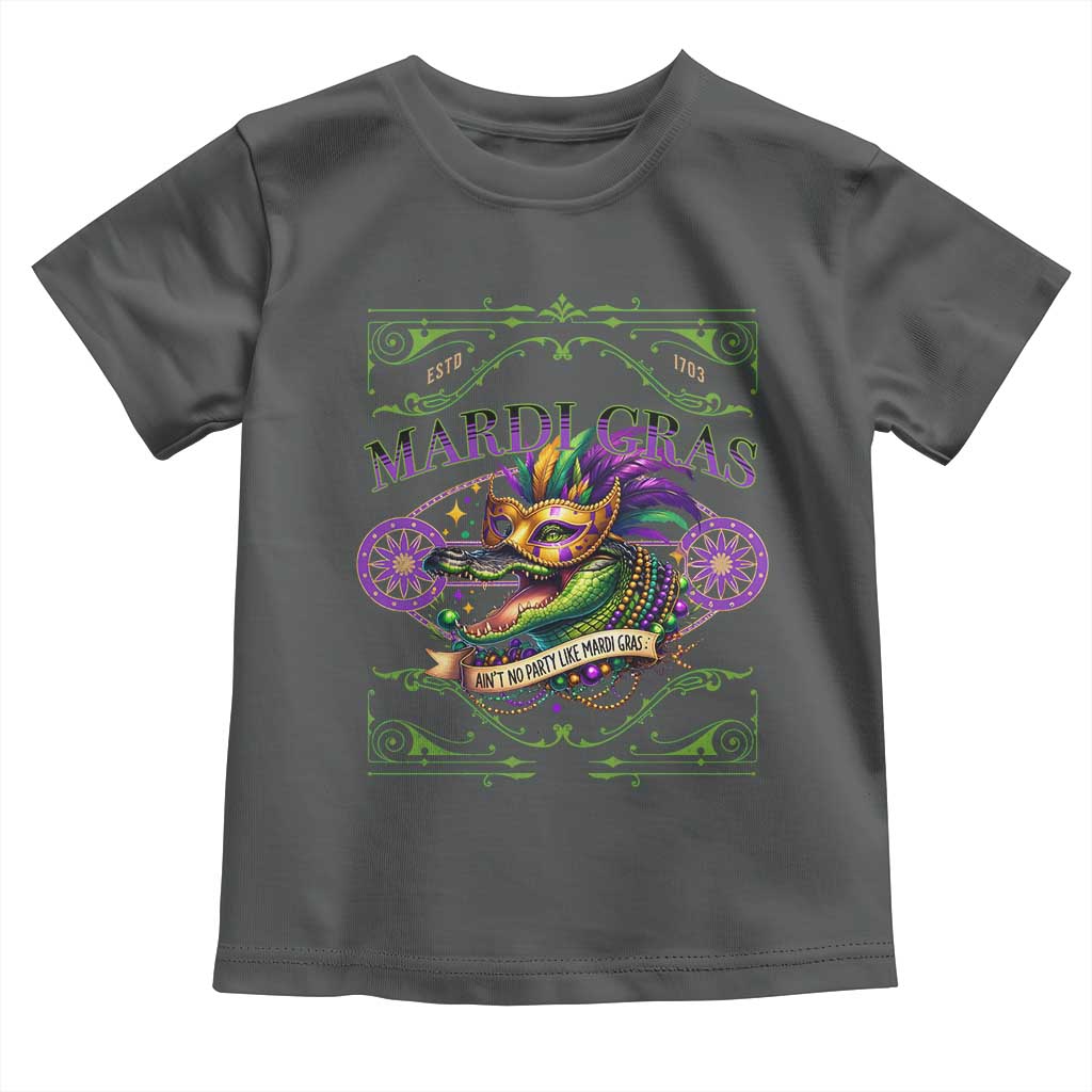 Mardi Gras Crocodile Toddler T Shirt Mardigator Alligator Costume Carnival Ain't No Party Like Mardi Gras