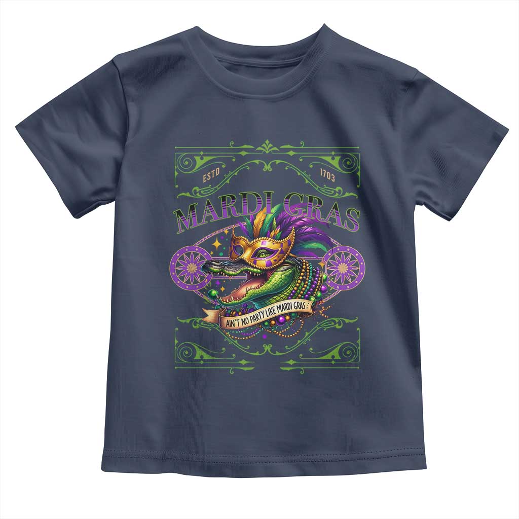 Mardi Gras Crocodile Toddler T Shirt Mardigator Alligator Costume Carnival Ain't No Party Like Mardi Gras