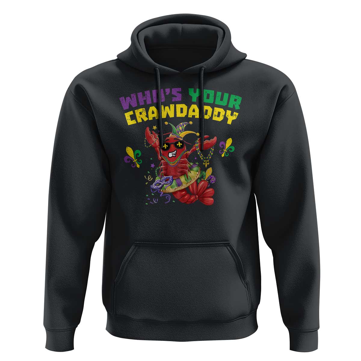 Mardi Gras Crawfish Hoodie Whos Your Crawdaddy Jester Beads
