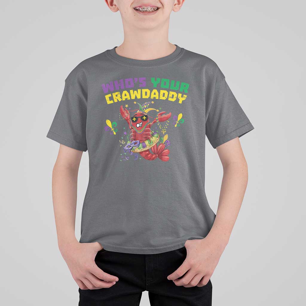 Mardi Gras Crawfish T Shirt For Kid Whos Your Crawdaddy Jester Beads