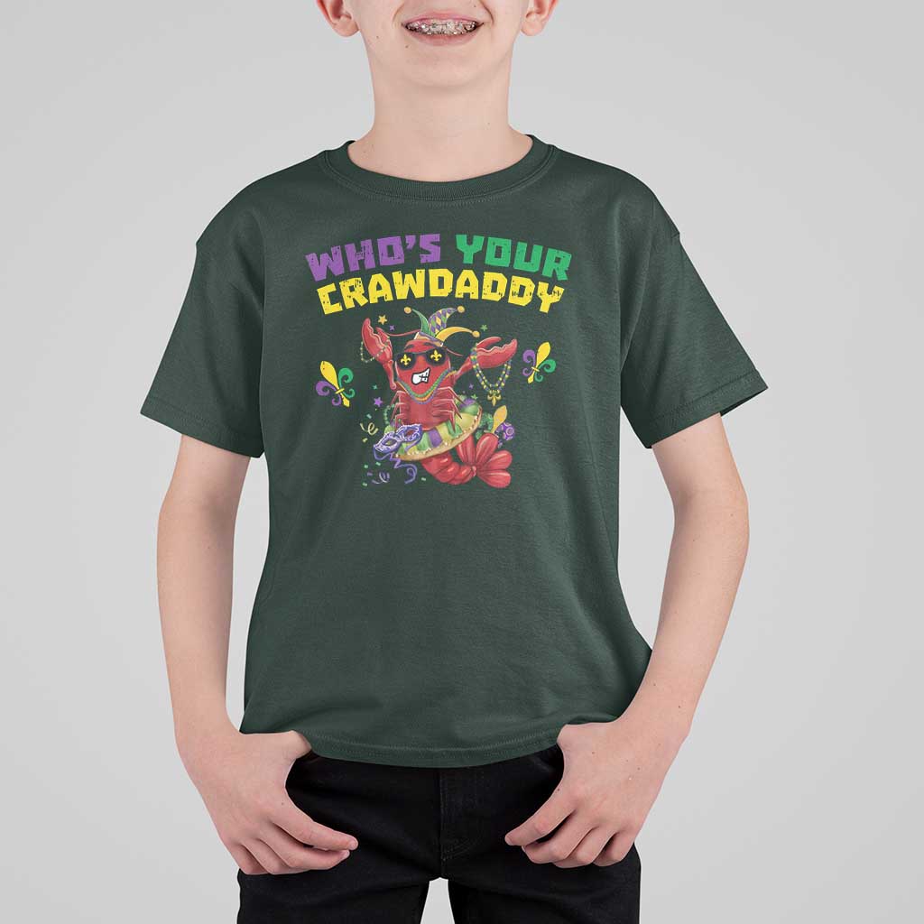 Mardi Gras Crawfish T Shirt For Kid Whos Your Crawdaddy Jester Beads
