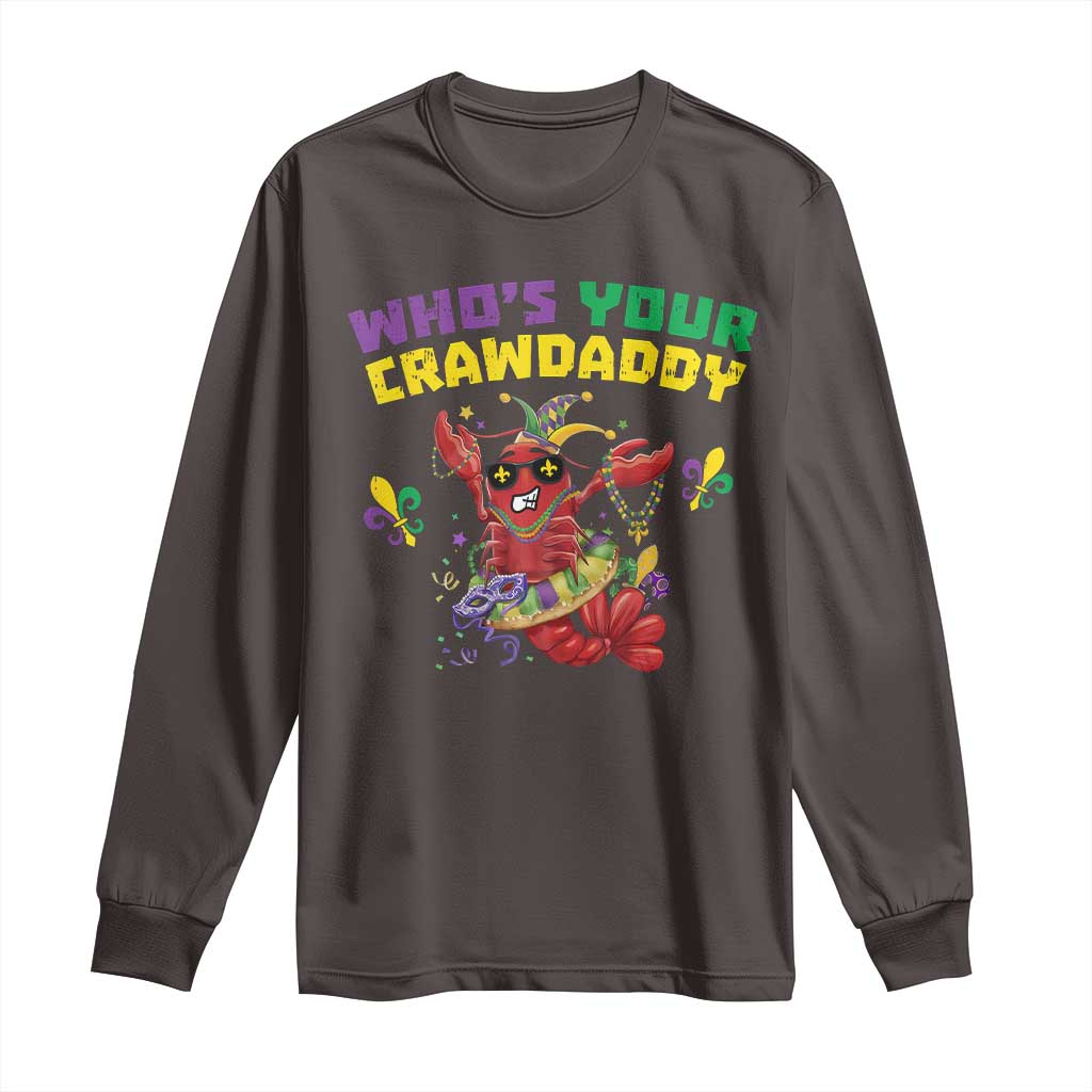 Mardi Gras Crawfish Long Sleeve Shirt Whos Your Crawdaddy Jester Beads