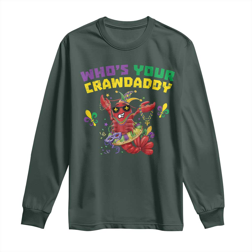 Mardi Gras Crawfish Long Sleeve Shirt Whos Your Crawdaddy Jester Beads
