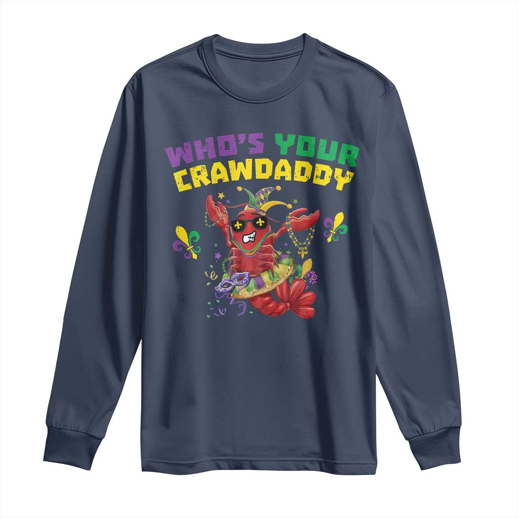Mardi Gras Crawfish Long Sleeve Shirt Whos Your Crawdaddy Jester Beads