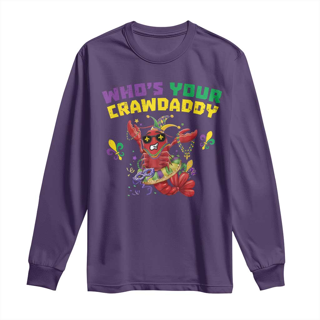 Mardi Gras Crawfish Long Sleeve Shirt Whos Your Crawdaddy Jester Beads