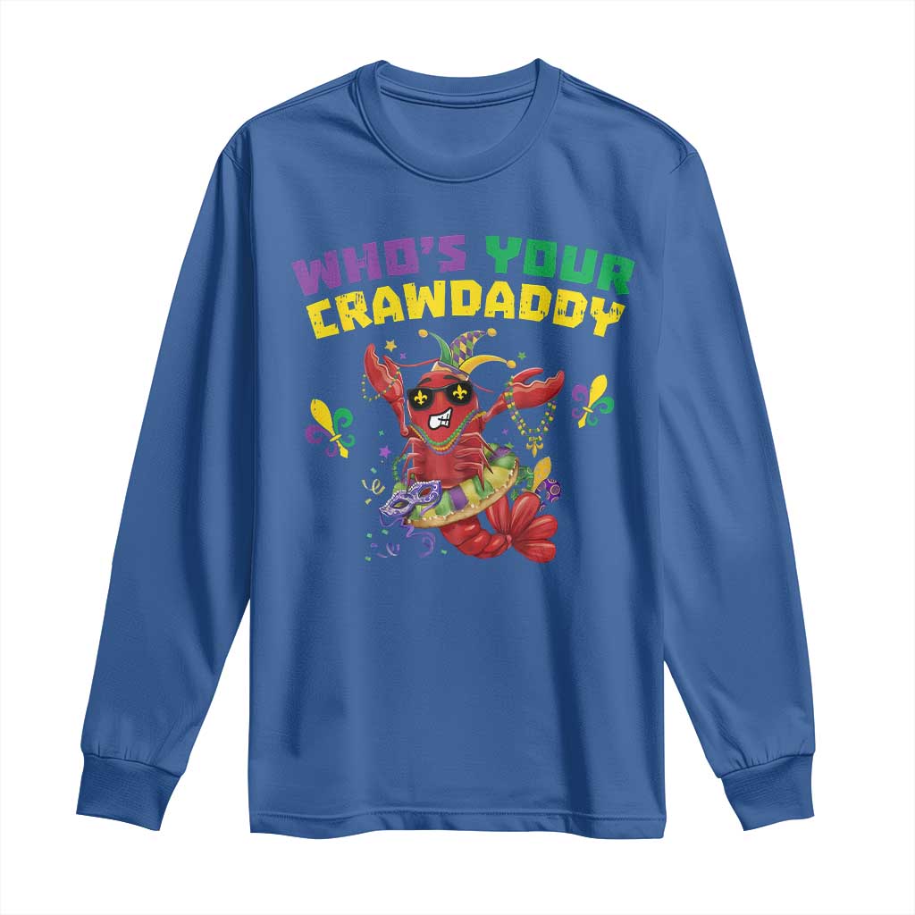 Mardi Gras Crawfish Long Sleeve Shirt Whos Your Crawdaddy Jester Beads