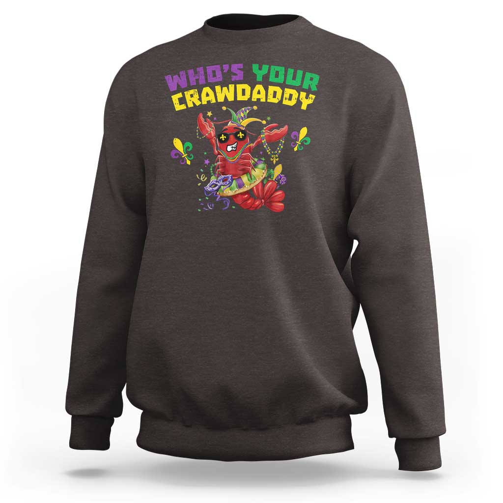 Mardi Gras Crawfish Sweatshirt Whos Your Crawdaddy Jester Beads