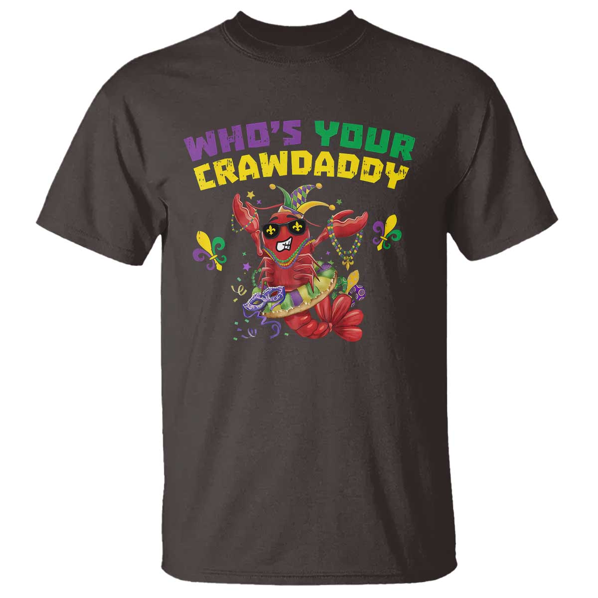 Mardi Gras Crawfish T Shirt Whos Your Crawdaddy Jester Beads