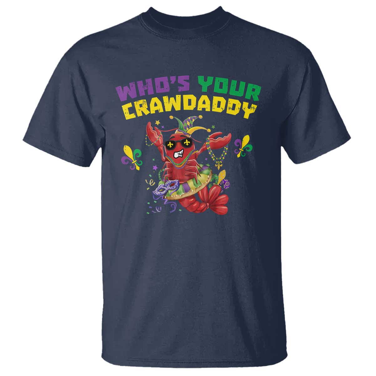Mardi Gras Crawfish T Shirt Whos Your Crawdaddy Jester Beads