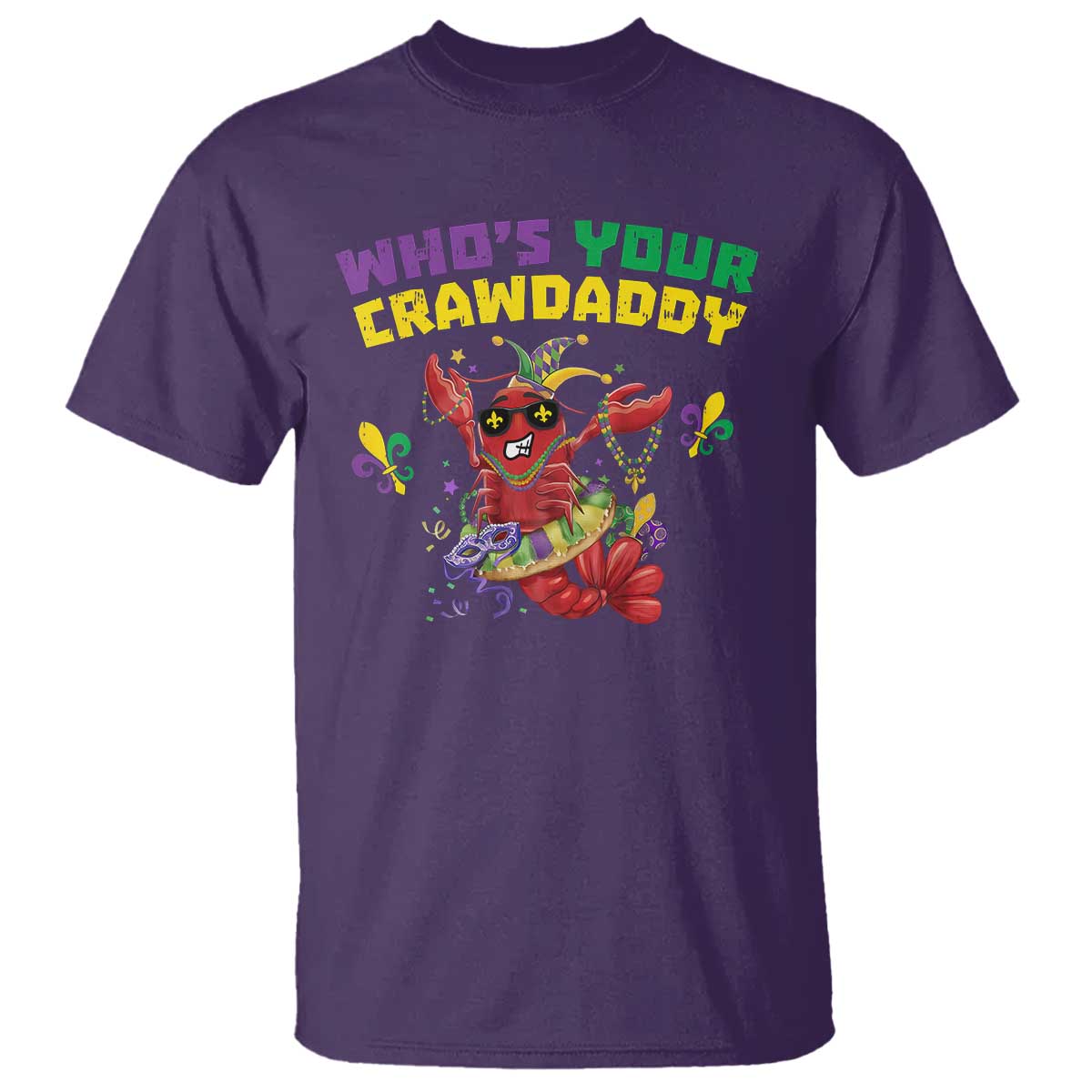 Mardi Gras Crawfish T Shirt Whos Your Crawdaddy Jester Beads