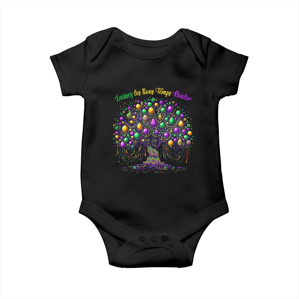 Mardi Gras Bead Tree Baby Onesie Carnival New Orleans 2025 Laissez Les Bons Temps Rouler
