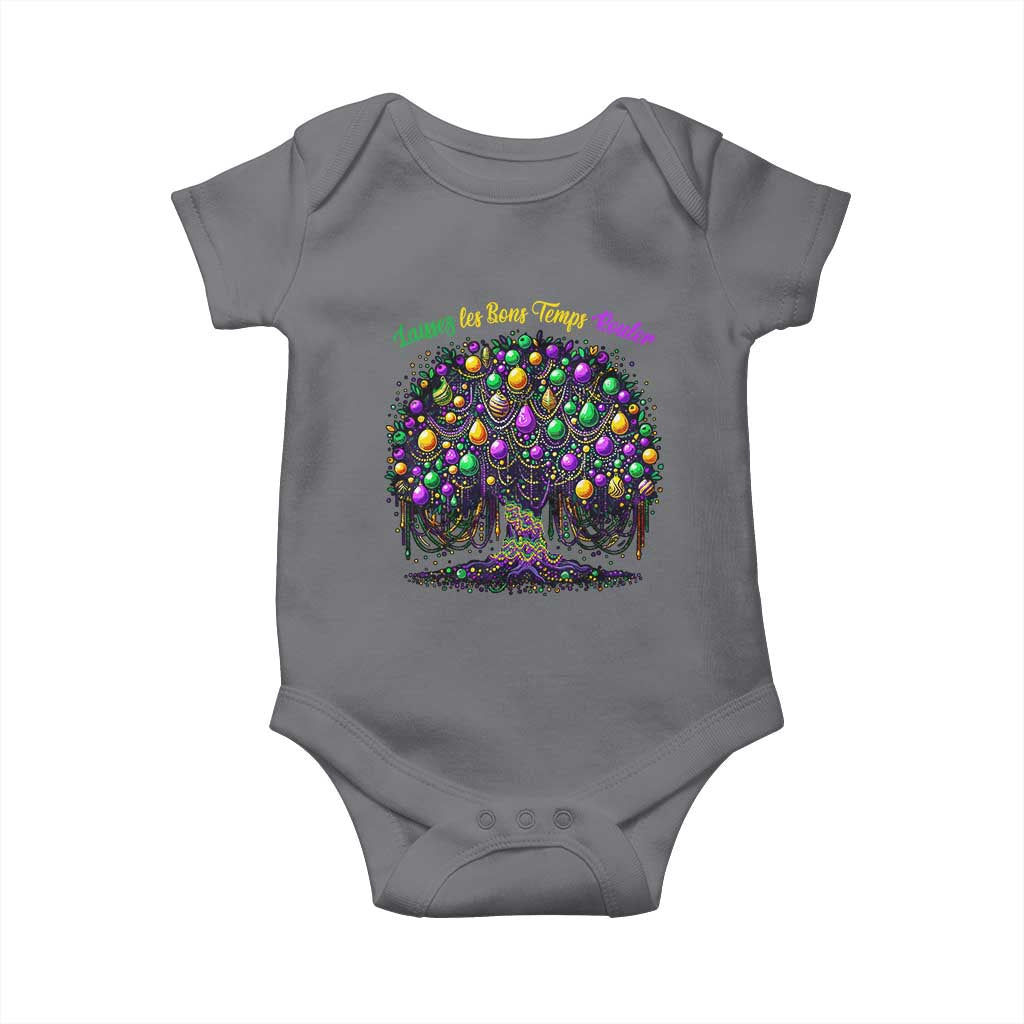 Mardi Gras Bead Tree Baby Onesie Carnival New Orleans 2025 Laissez Les Bons Temps Rouler