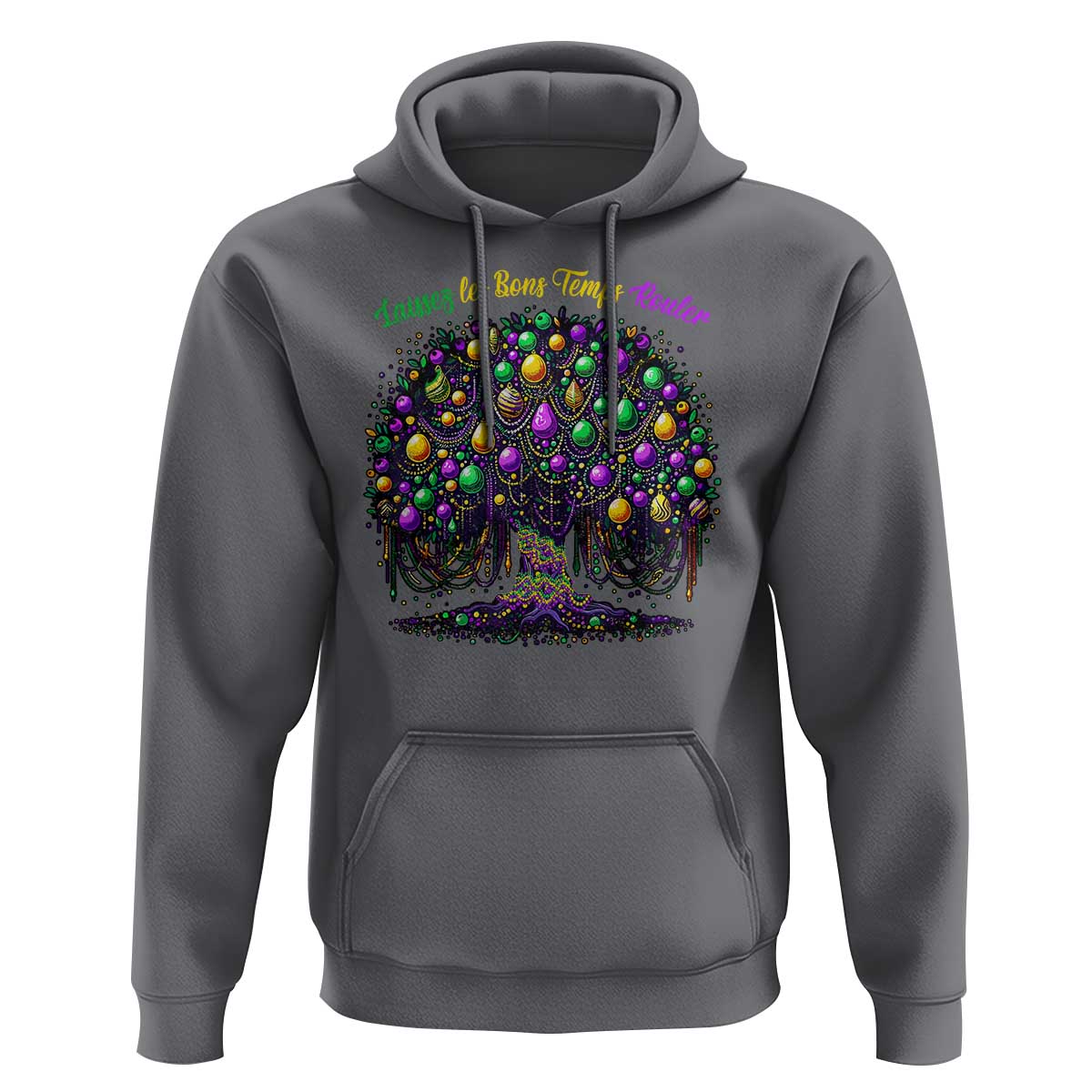 Mardi Gras Bead Tree Hoodie Carnival New Orleans 2025 Laissez Les Bons Temps Rouler