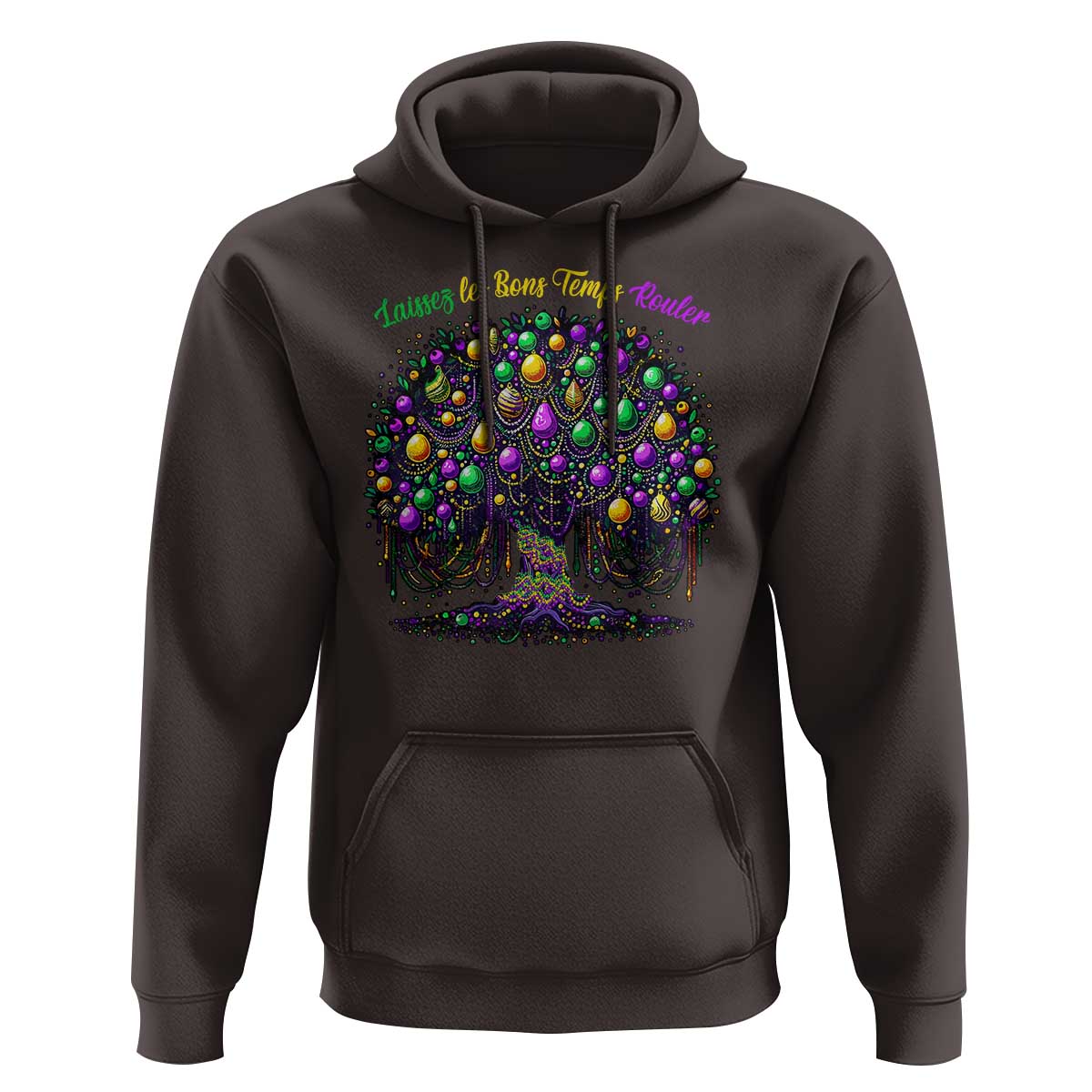 Mardi Gras Bead Tree Hoodie Carnival New Orleans 2025 Laissez Les Bons Temps Rouler