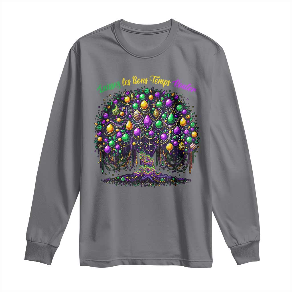 Mardi Gras Bead Tree Long Sleeve Shirt Carnival New Orleans 2025 Laissez Les Bons Temps Rouler