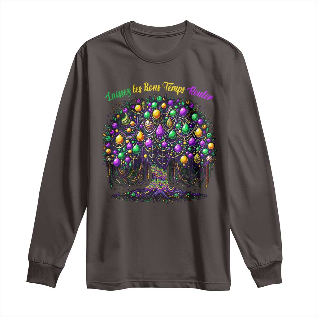 Mardi Gras Bead Tree Long Sleeve Shirt Carnival New Orleans 2025 Laissez Les Bons Temps Rouler
