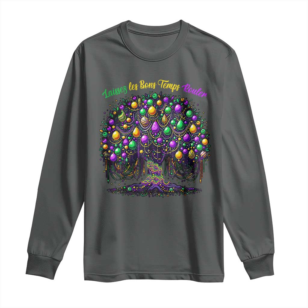 Mardi Gras Bead Tree Long Sleeve Shirt Carnival New Orleans 2025 Laissez Les Bons Temps Rouler