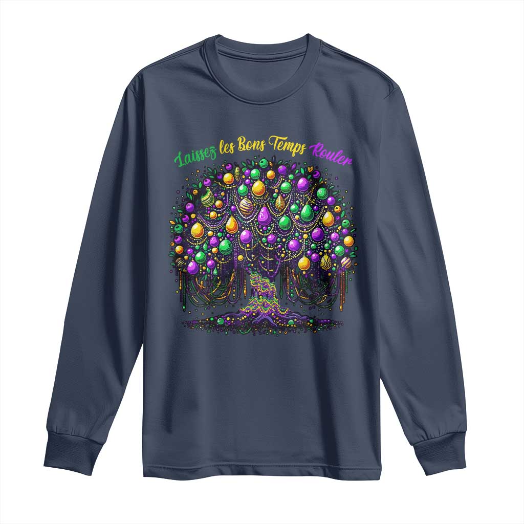 Mardi Gras Bead Tree Long Sleeve Shirt Carnival New Orleans 2025 Laissez Les Bons Temps Rouler