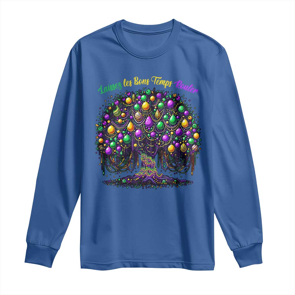 Mardi Gras Bead Tree Long Sleeve Shirt Carnival New Orleans 2025 Laissez Les Bons Temps Rouler