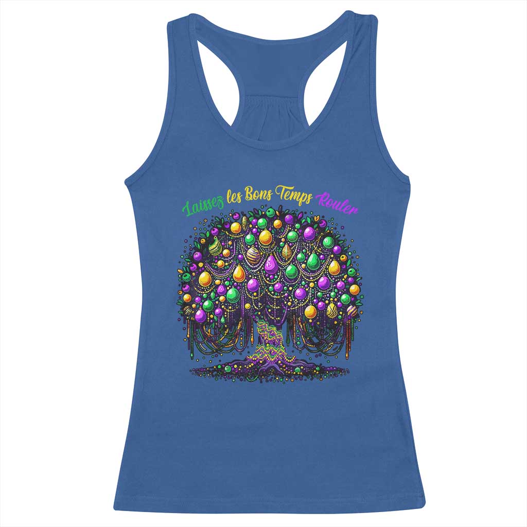 Mardi Gras Bead Tree Racerback Tank Top Carnival New Orleans 2025 Laissez Les Bons Temps Rouler