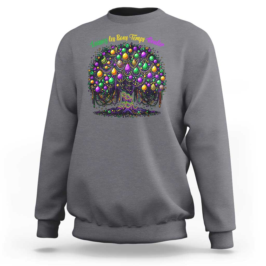 Mardi Gras Bead Tree Sweatshirt Carnival New Orleans 2025 Laissez Les Bons Temps Rouler