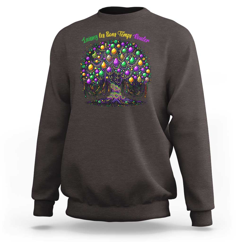 Mardi Gras Bead Tree Sweatshirt Carnival New Orleans 2025 Laissez Les Bons Temps Rouler