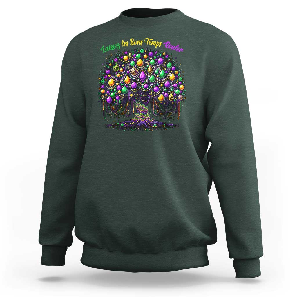 Mardi Gras Bead Tree Sweatshirt Carnival New Orleans 2025 Laissez Les Bons Temps Rouler
