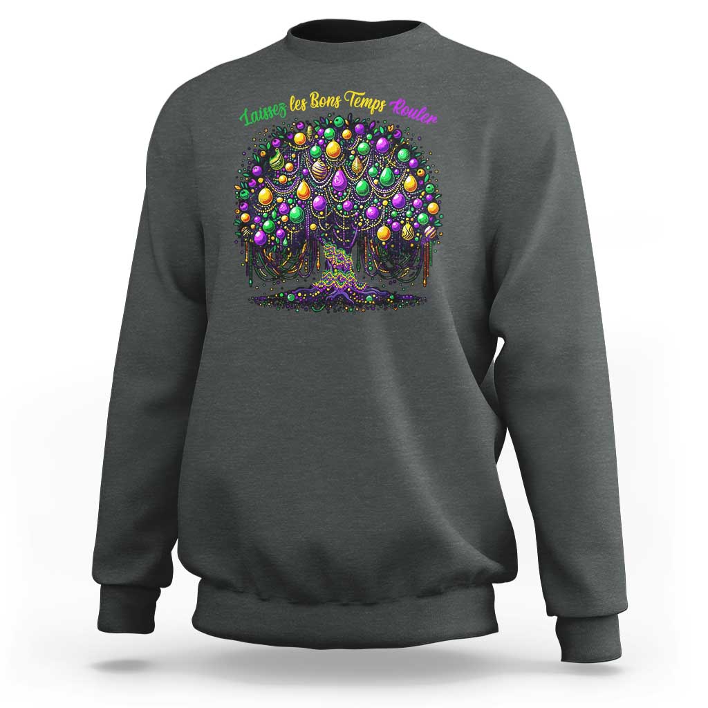 Mardi Gras Bead Tree Sweatshirt Carnival New Orleans 2025 Laissez Les Bons Temps Rouler