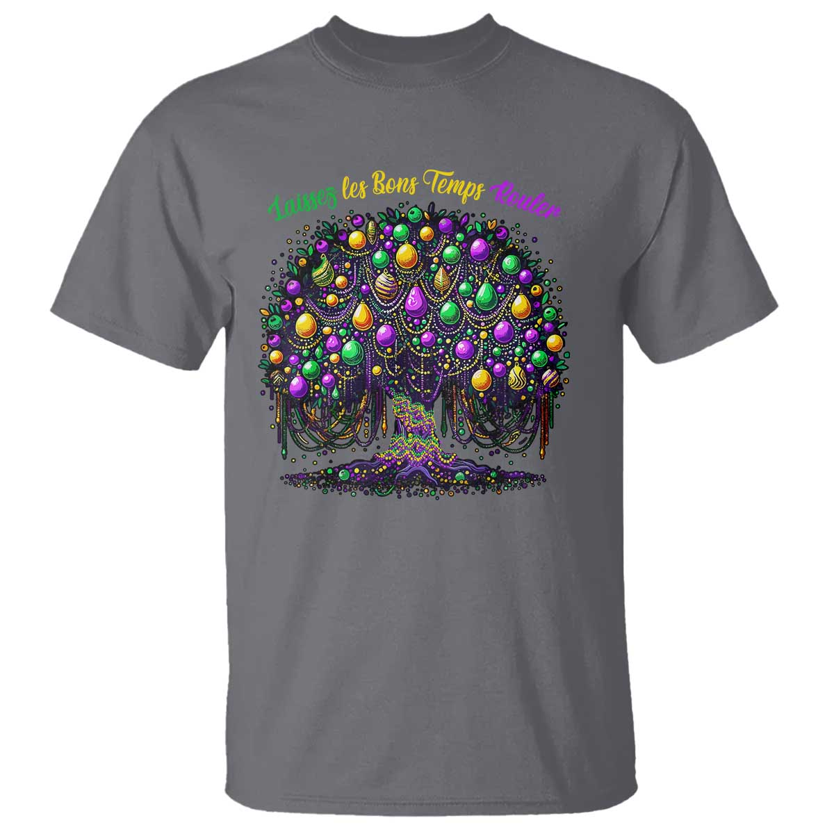 Mardi Gras Bead Tree T Shirt Carnival New Orleans 2025 Laissez Les Bons Temps Rouler