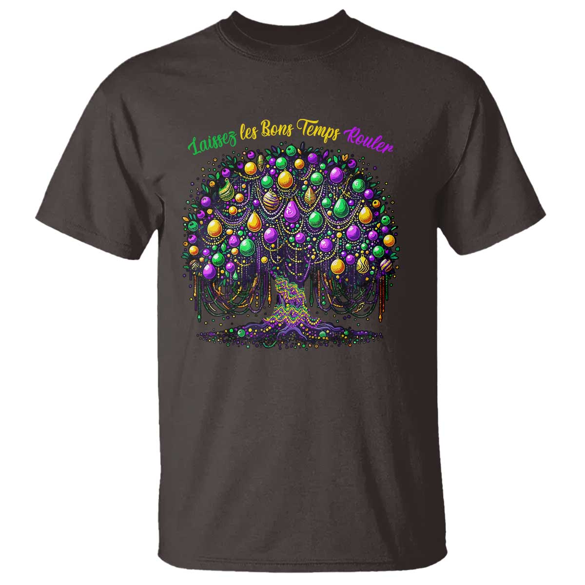 Mardi Gras Bead Tree T Shirt Carnival New Orleans 2025 Laissez Les Bons Temps Rouler