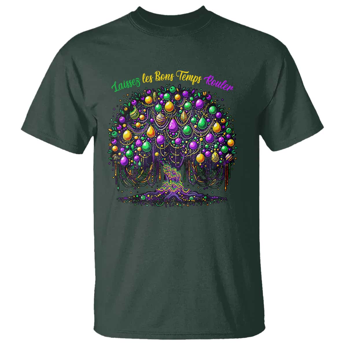 Mardi Gras Bead Tree T Shirt Carnival New Orleans 2025 Laissez Les Bons Temps Rouler