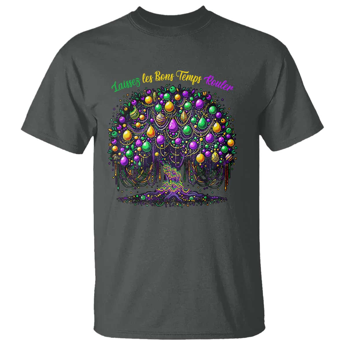 Mardi Gras Bead Tree T Shirt Carnival New Orleans 2025 Laissez Les Bons Temps Rouler
