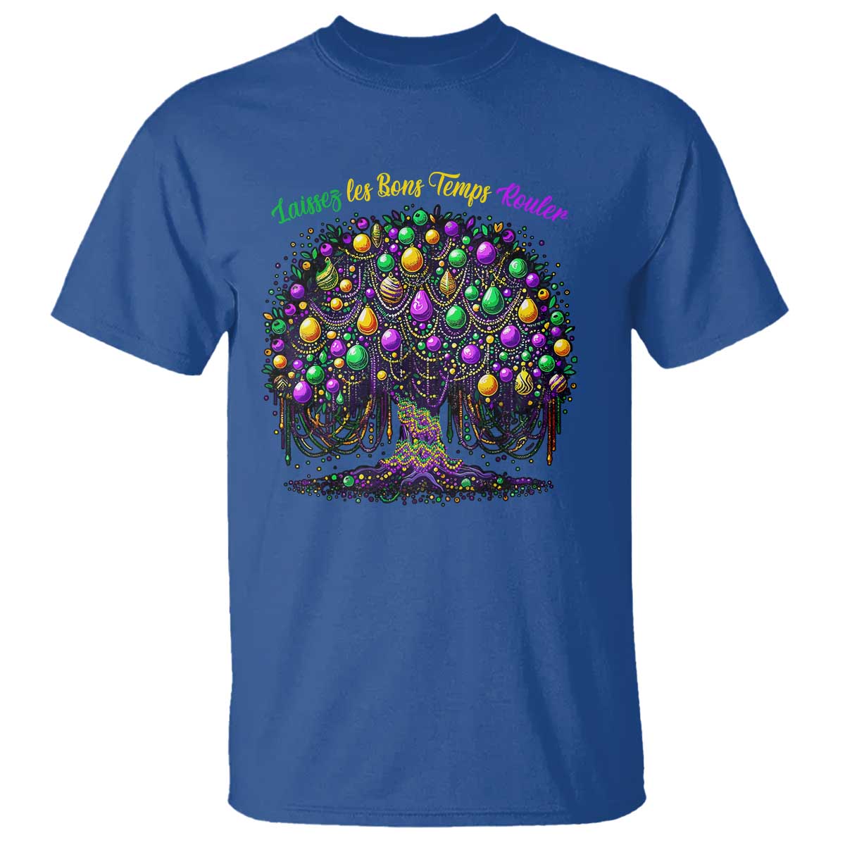 Mardi Gras Bead Tree T Shirt Carnival New Orleans 2025 Laissez Les Bons Temps Rouler