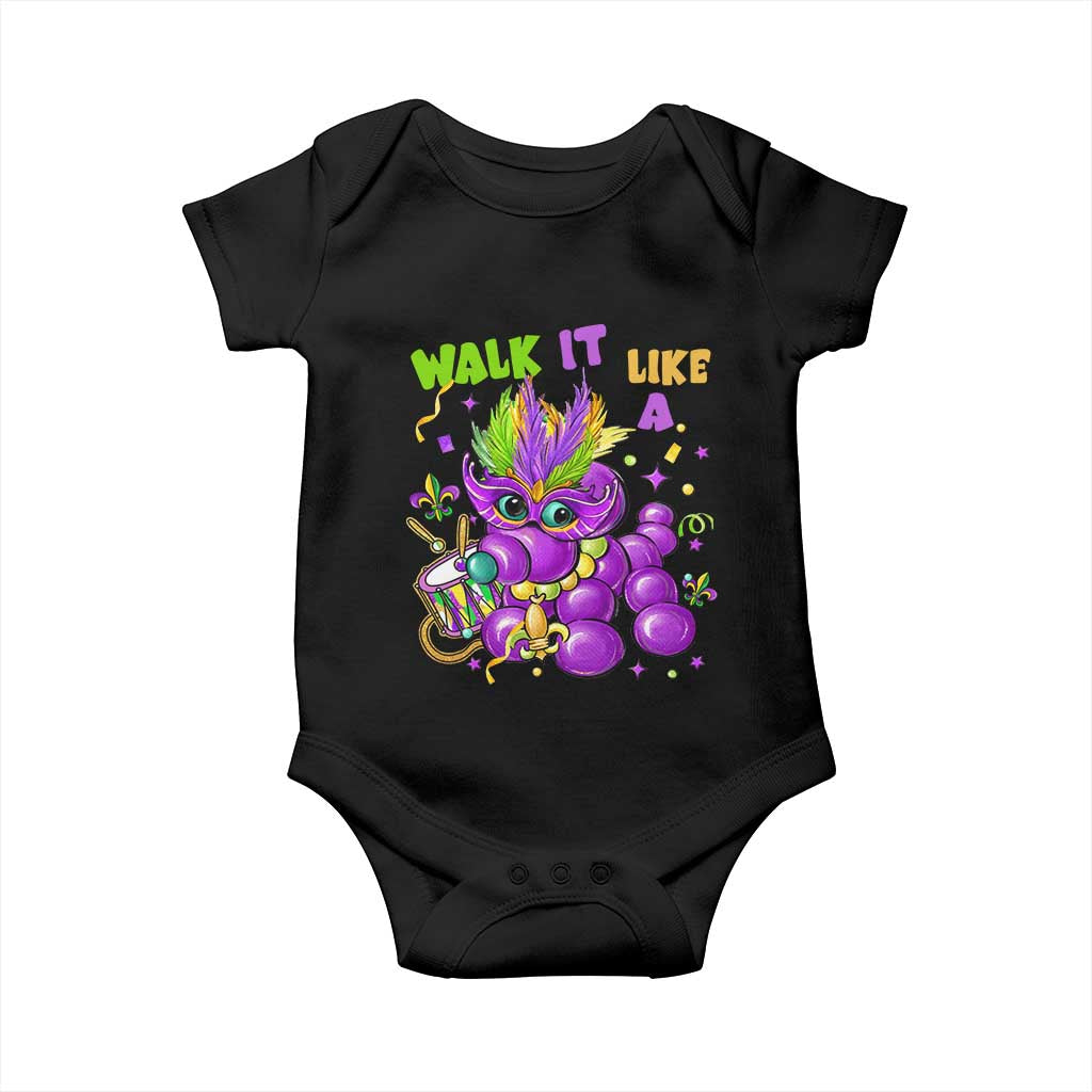 Funny Mardi Gras Baby Onesie Walk it Like a Dog Louisiana Fleur De Lis